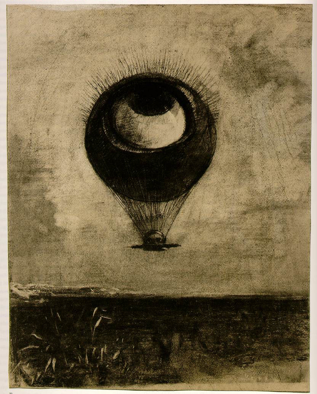 Eye Balloon - 1878 charcoal on paper 422 x 332 mm